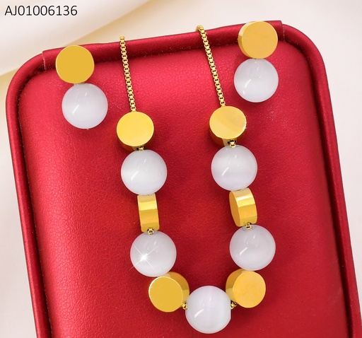 [AJ01006136] SET DORADO CIRCULO / PELOTITAS BLANCAS /CAD. VENECIANA SA1306-45