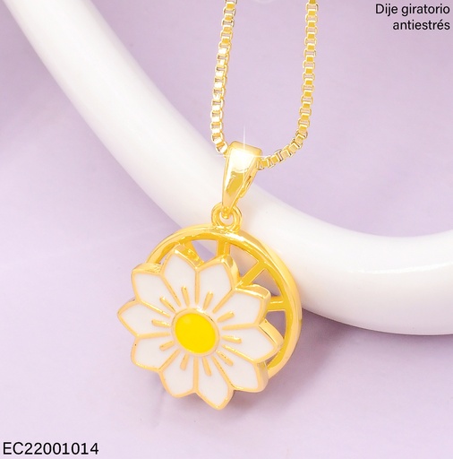 [EC22001014] CADENA VENECIANA DIJE ANTIESTRES FLOR BLANCO C/ AMARILLO  N4030