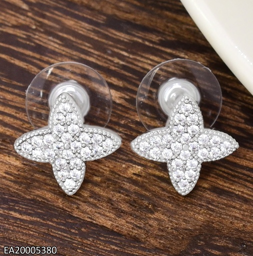 [EA20005380] ARETES FLOR ZIRC.  4 PETALOS PLATD. EE4801-6