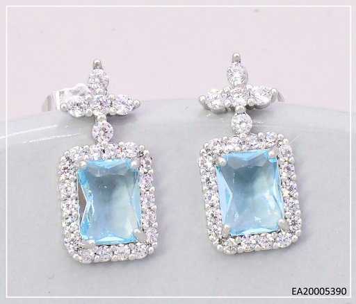 [EA20005390] ARETES FLOR 4 PETALOS  ZIRC. RECTG. PLATD. EE4822-3