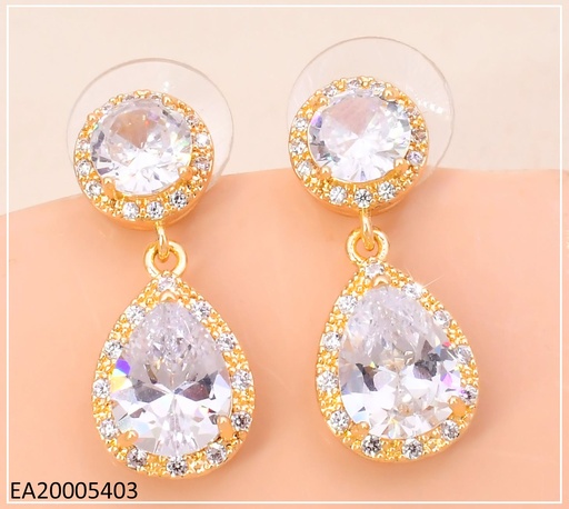 [EA20005403] ARETES DORADO OVALO GOTA ZIRC.  EE4853-6