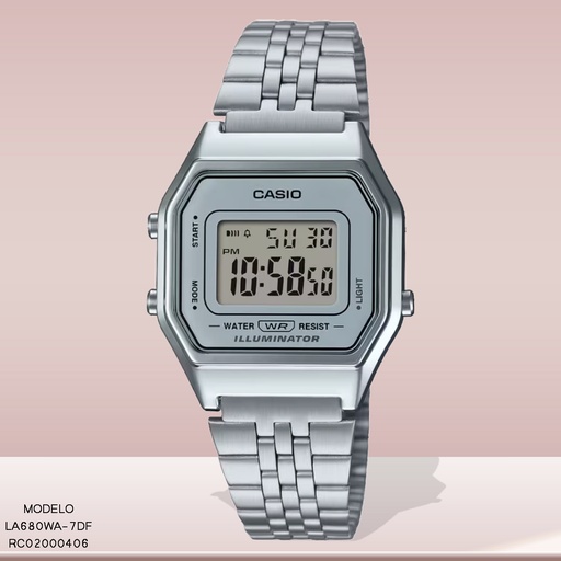 [RC02000406] RELOJ CASIO DIGITAL LA680WA-7DF METAL PLAT.