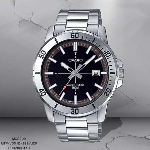 [RC02000410] RELOJ CASIO ANALOGO MTP-VD01D-1E2VUDF METAL PLAT.