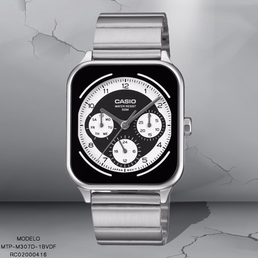 [RC02000416] RELOJ CASIO ANALOGO MTP-M307D-1BVDF METAL PLAT.