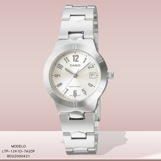 [LTP-1241D-7A2DF] RELOJ CASIO ANALOGO LTP-1241D-7A2DF METAL PLAT.