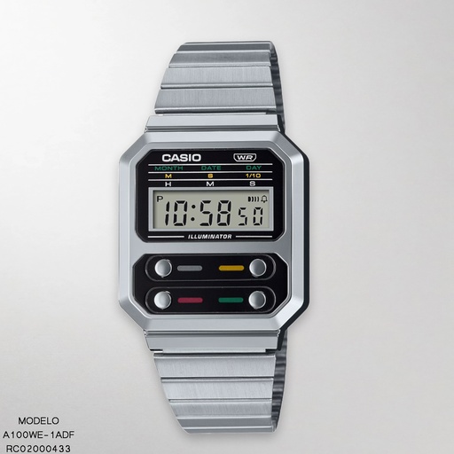 [A100WE-1ADF] RELOJ CASIO DIGITAL A100WE-1ADF METAL PLAT.