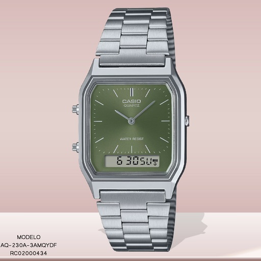 [RC02000434] RELOJ CASIO ANALOGO AQ-230A-3AMQYDF METAL PLAT.