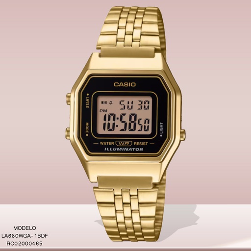 [RC02000465] RELOJ CASIO DIGITAL LA680WGA-1BDF METAL DOR.
