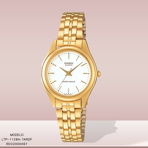 [LTP-1129N-7ARDF] RELOJ CASIO ANALOGO LTP-1129N-7ARDF METAL DOR.