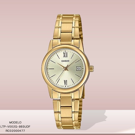 [RC02000477] RELOJ CASIO ANALOGO LTP-V002G-9B3UDF METAL DOR.