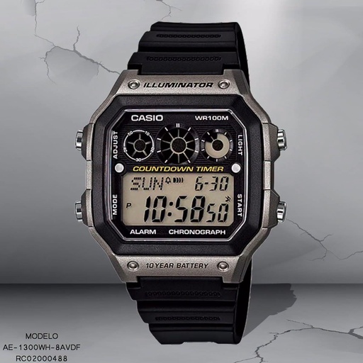 [AE-1300WH-8AVDF] RELOJ CASIO DIGITAL AE-1300WH-8AVDF RESINA NEGRA