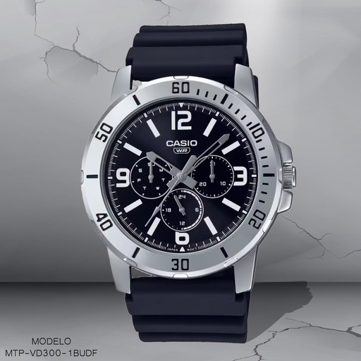 [MTP-VD300-1BUDF] RELOJ CASIO ANALOGO CAB. MTP-VD300-1BUDF CUERO NEGRO