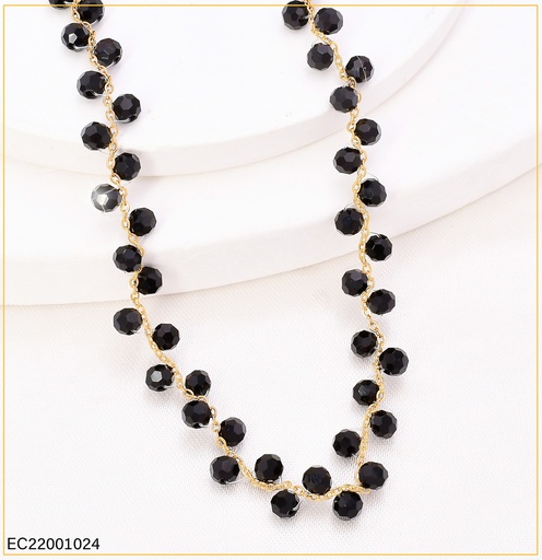 [EC22001024] CADENA DORADA CHOKER / PIEDRAS NEGRAS CA510-387