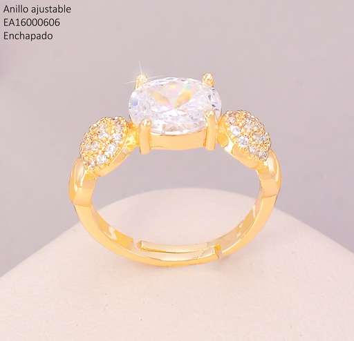 [EA16000606] ANILLO DOR ZIRC OVALADA/ "O"  ZIRC. LATERALES RE320-318