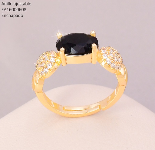 [EA16000608] ANILLO ZIRC. OVALADA NEGRA /"O" ZIRC.  LATERALES RE322-318