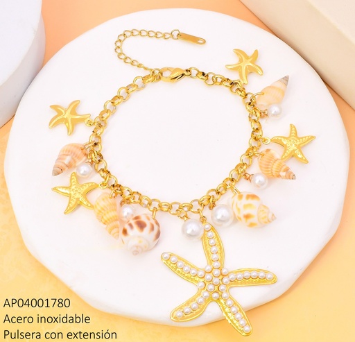 [AP04001780] PULSERA DORADA ESTRELLA/CARACOL BA2300-45