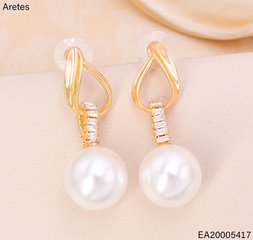 [EA20005417] ARETES DOR. CROQUI GOTA-ZIRC./PERLA COLG. EE4418-6