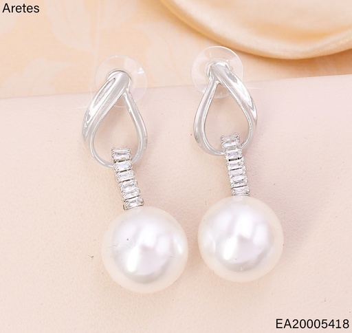 [EA20005418] ARETES PLAT. CROQUI GOTA-ZIRC./PERLA COLG. EE4419-6