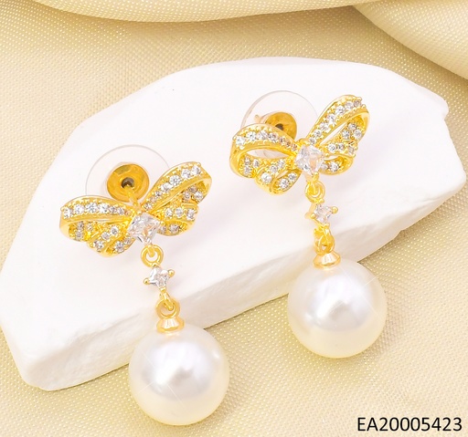 [EA20005423] ARETES DORADOS MARIPOSA ZIRC. PERLA COLG. EE4434-6