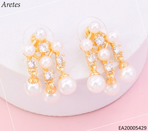 [EA20005429] ARETES DORADOS ROMBO ZIRC./PERLA EE4442-6