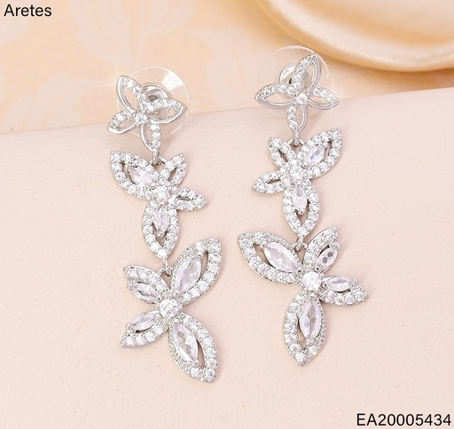 [EA20005434] ARETES PLATEADOS 3 MARIPOSAS ZIRC. EE4447-6