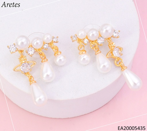 [EA20005435] ARETES DORADOS COLG. LINEA PERLA/ZIRC. EE4448-6