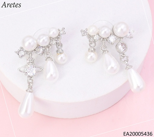 [EA20005436] ARETES PLATEADOS COLG. LINEA PERLA/ZIRC. EE4449-6