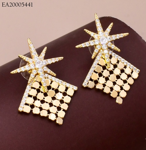 [EA20005441] ARETES DORADOS ESTRELLA ROMBO ZIRC. EE4466-6