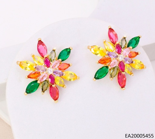 [EA20005455] ARETES DORADOS FLOR ZIRC. COLORES EE4610-6