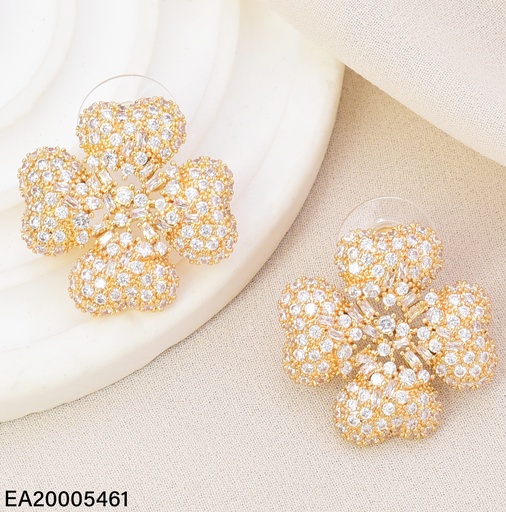[EA20005461] ARETES DORADOS FLOR  4 PETALOS CORAZON /ZIRC. EE4626-6