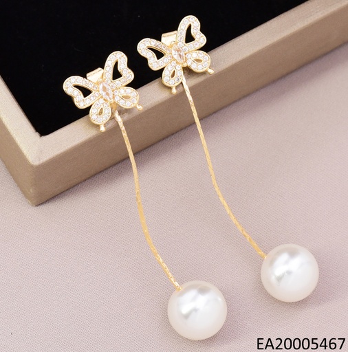 [EA20005467] ARETES DOR MARIPOSA ZIRC/PERLA COLG. EE4648-6