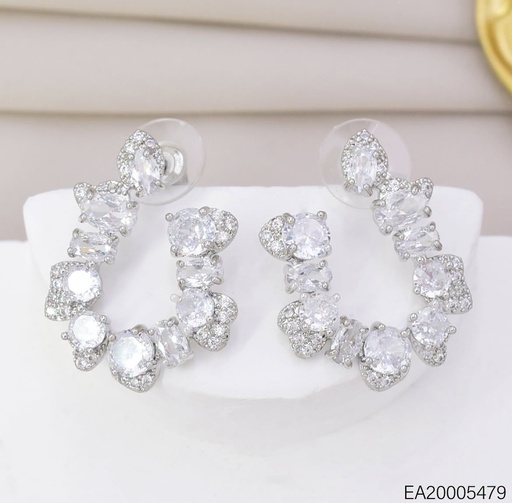 [EA20005479] ARETES PLATEADOS "U" ZIRCONIAS EE4719-6