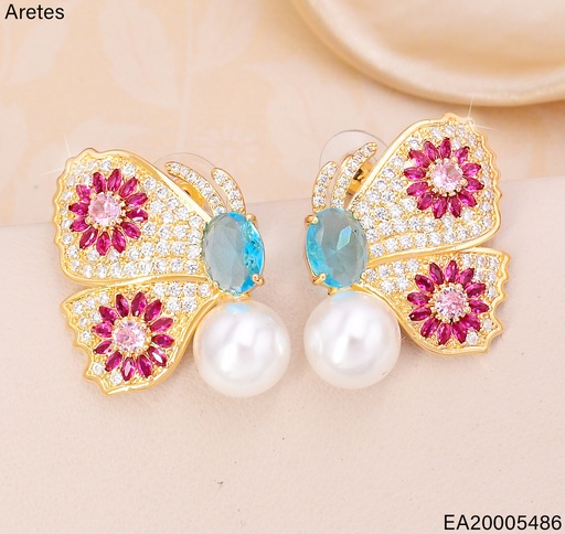 [EA20005486] ARETES DOR. MARIPOSA ZIRC./PERLA EE4732-6