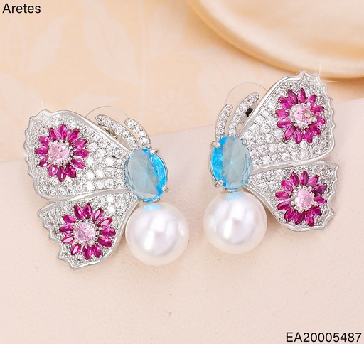 [EA20005487] ARETES PLAT.MARIPOSA ZIRC./PERLA EE4733-6