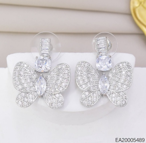 [EA20005489] ARETES PLATEADOS MARIPOSA ZIRC. EE4735-6