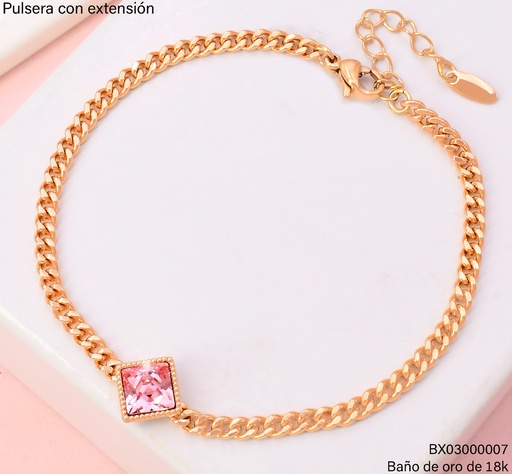 [BX03000007] PULSERA BAÑO DE ORO 18K. XUPING TRAD/ROMBO ROSADO X000788217 (X)