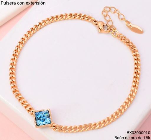 [BX03000010] PULSERA BAÑO DE ORO 18K. XUPING TRAD/ROMBO CELESTE X000788217