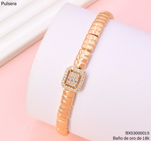 [BX03000015] PULSERA BAÑO DE ORO 18K. XUPING ESLAB CILIND./CUADRO ZIRC X001051937 (X)