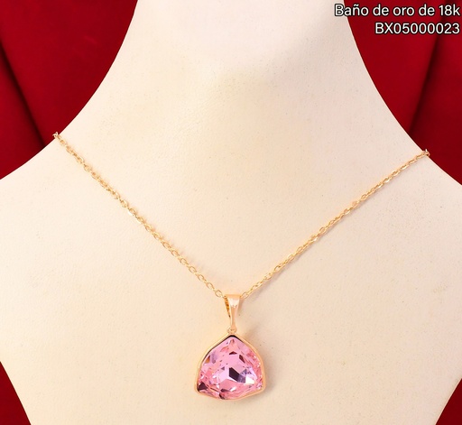 [BX05000023] CADENA BAÑO DE ORO 18K. XUPING DIJE TRIANGULO ROSADO (X)