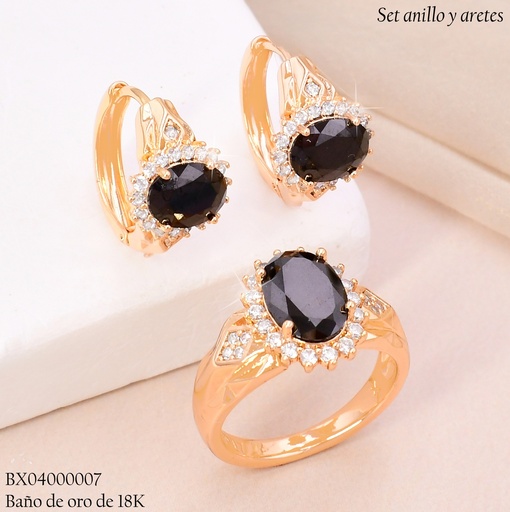 [BX04000007] SET BAÑO DE ORO 18K XUPING  C/ANILLO ZIRC. OVALADA 2596233908