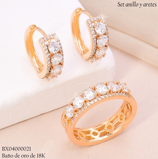 [BX04000021] SET BAÑO DE ORO 18K XUPING  C/ANILLO ZIRC RD 2312447802