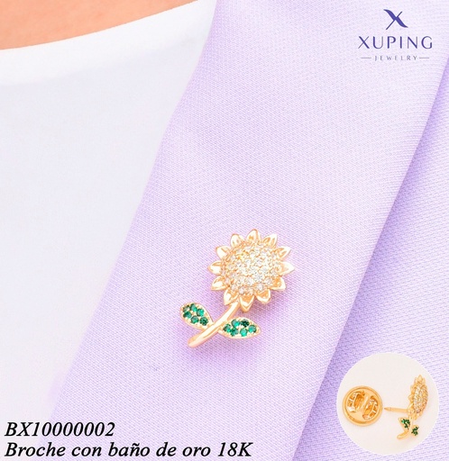 [BX01000002] ANILLO BAÑO DE ORO 14K. XUPING C/GOTA ZIRCONIA JRLX-0953