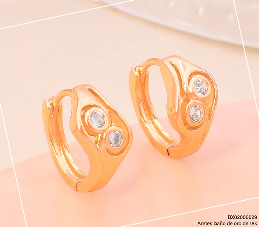 [BX02000029] ARETES HUGGIES BAÑO DE ORO 18K. XUPING 2 ZIRC.RD.28480 (X)