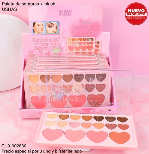 [CU01002880] PALETA DE SOMBRAS FORMA CORAZON UF076-4