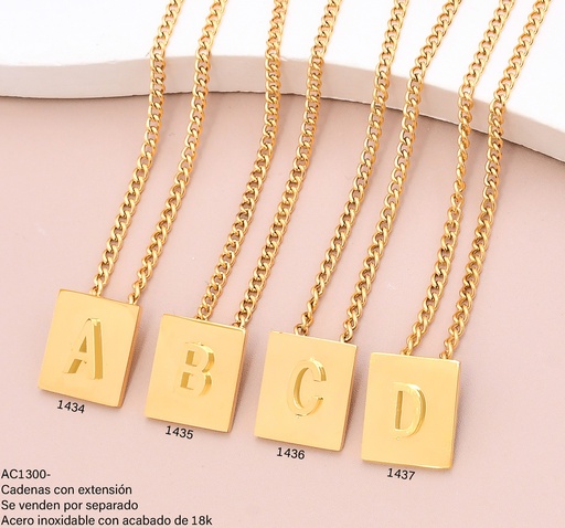 [AC13001436] CADENA ACERO INOX. ACABADO 18K. C/ PLACA INICIAL "C" P25070030003