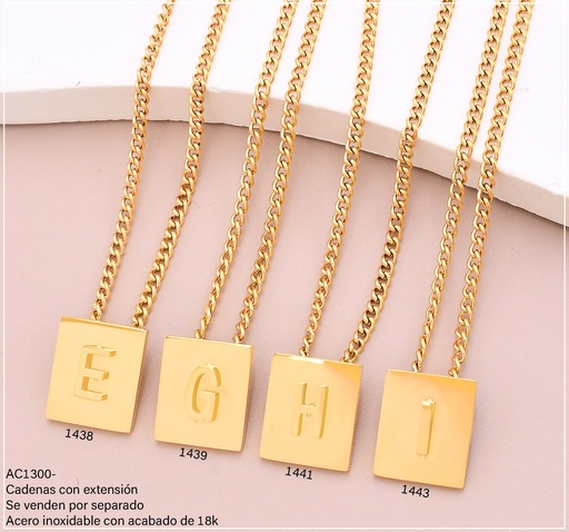 [AC13001438] CADENA ACERO INOX. ACABADO 18K. C/ PLACA INICIAL "E" P25070030005