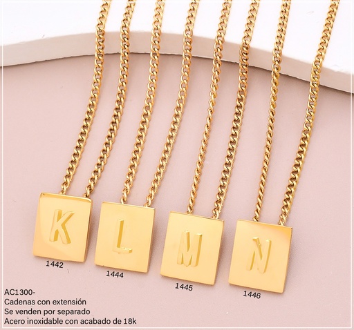 [AC13001445] CADENA ACERO INOX. ACABADO 18K. C/ PLACA INICIAL "M" P25070030013