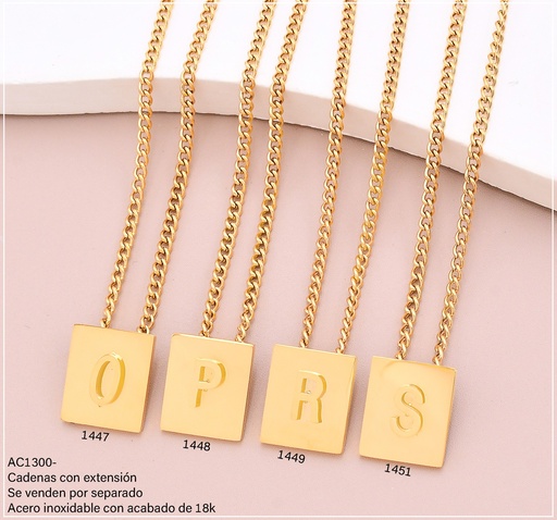 [AC13001448] CADENA ACERO INOX. ACABADO 18K. C/ PLACA INICIAL "P" P25070030016