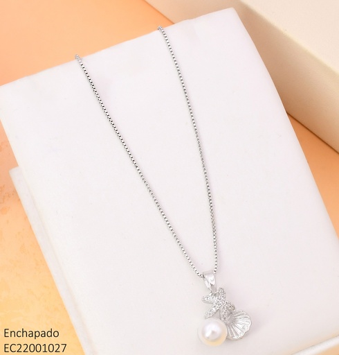 [EC22001027] CADENA PLATEADA VENECIANA DIJE OSTRA/PERLA/ESTRELLA N4489-874