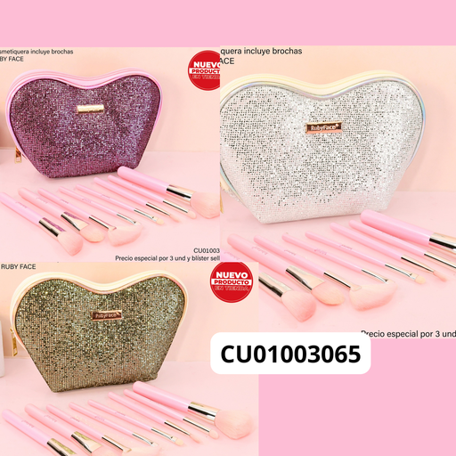 [CU01003065] COSMETIQUERA C/ SET 8 BROCHAS RUBY FACE COL SURT YH08B